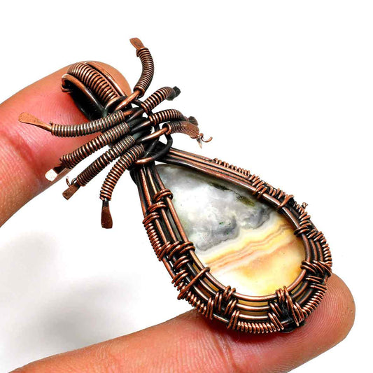 Gaia’s Tear – Copper-Wrapped Teardrop Stone Pendant