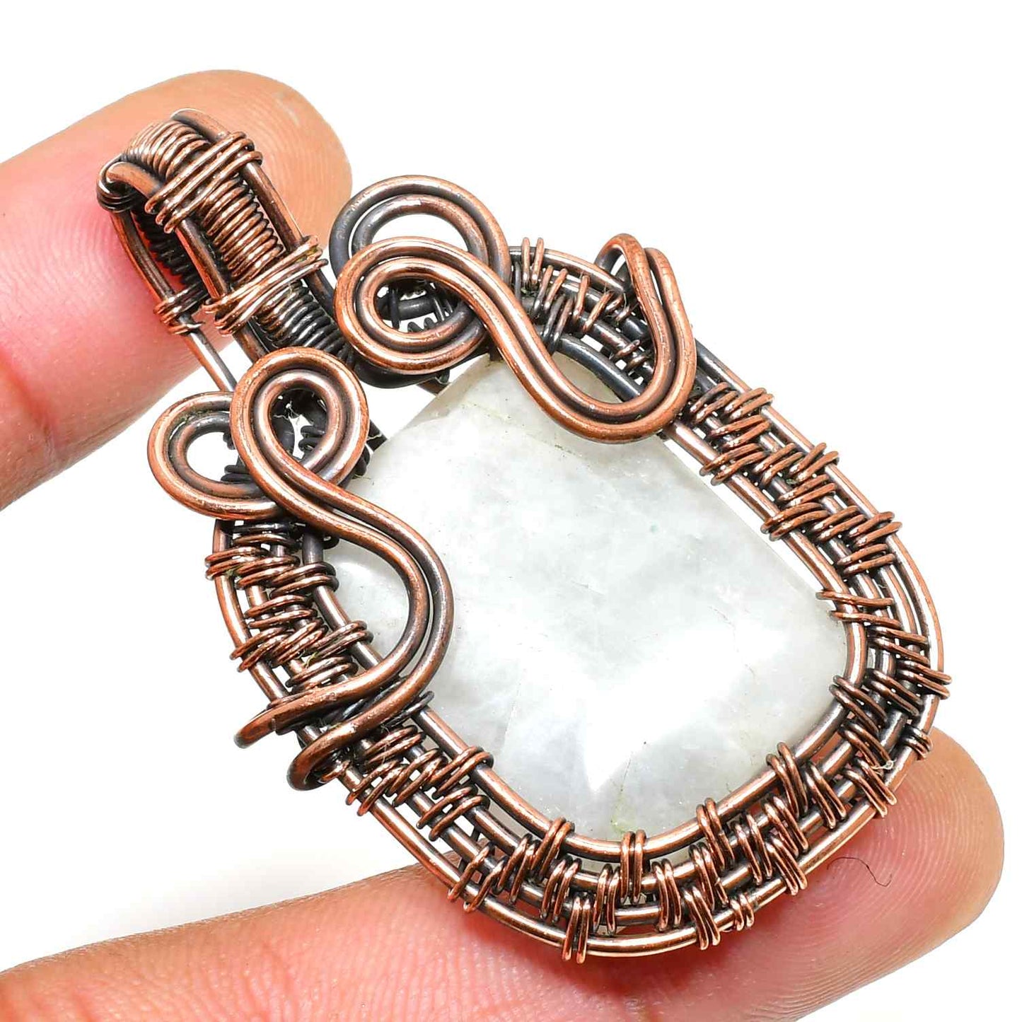 Selene’s Embrace – Copper Moonstone Pendant