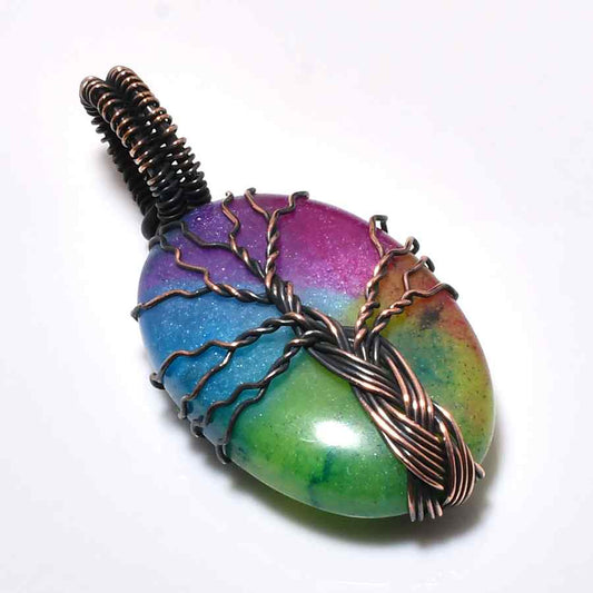 Nature’s Nexus – Agate Copper Tree of Life Pendant