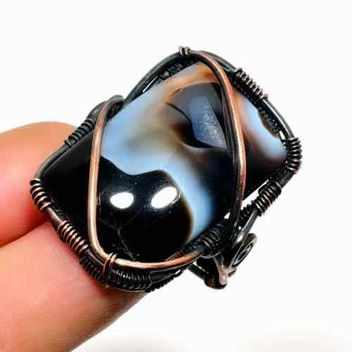 Terra’s Anchor – Onyx & Oxidized Copper Pendant