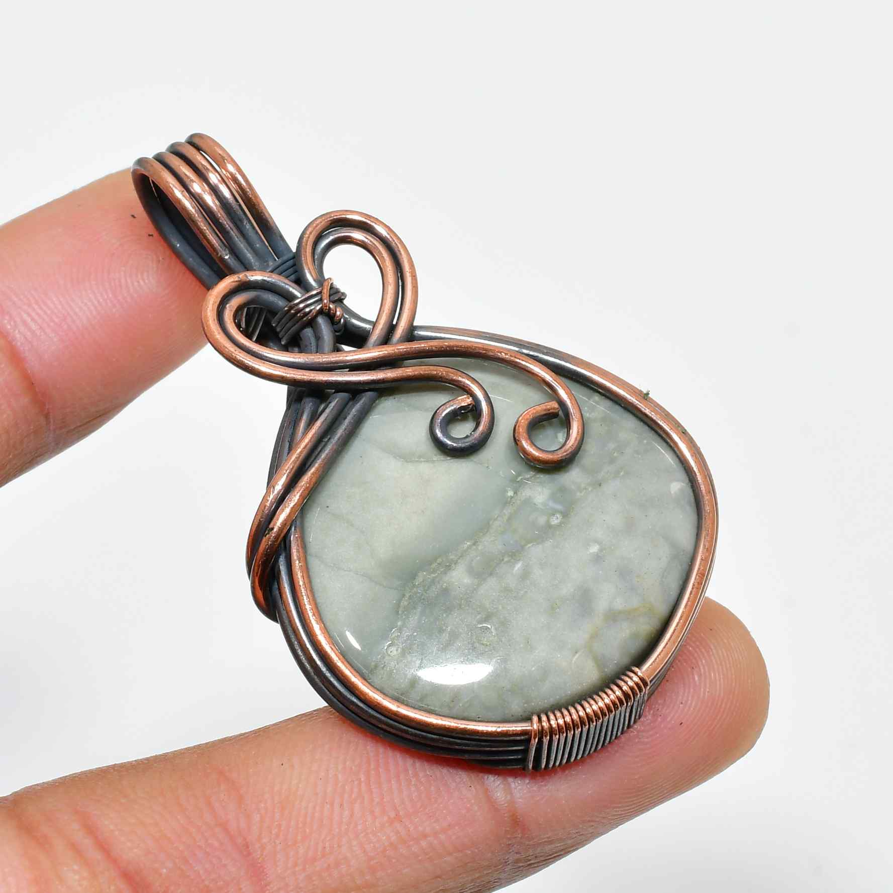 Graystone Whisper – Copper-Wrapped Pendant