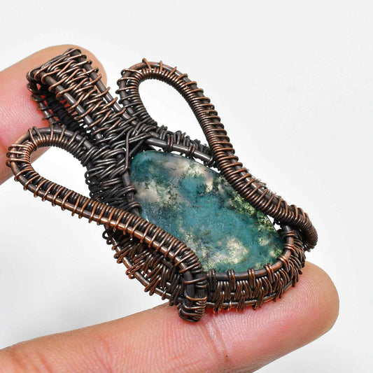 Gaia’s Veil – Green Opal Copper Pendant