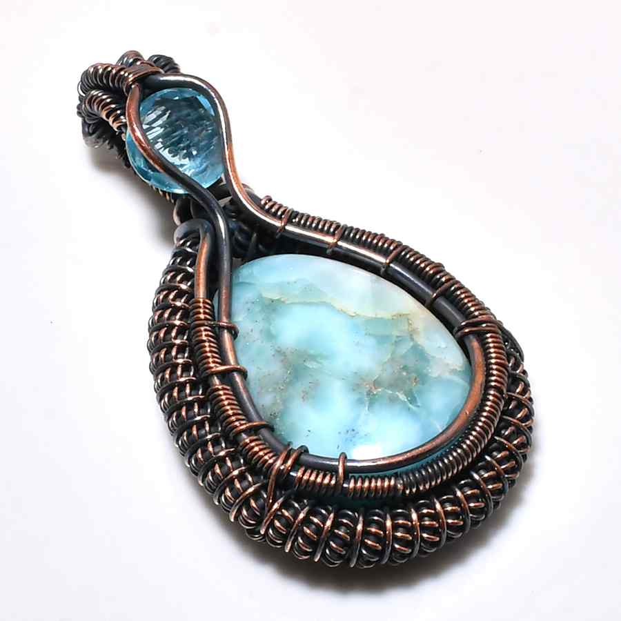 Aqua Serenity – Larimar Copper Pendant