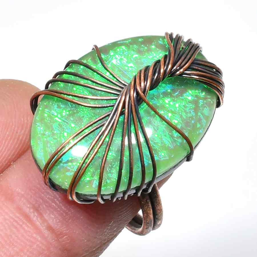 Elysian Glow – Opal & Oxidized Copper Ring