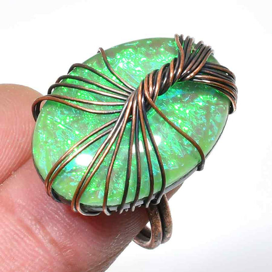 Elysian Glow – Opal & Oxidized Copper Ring