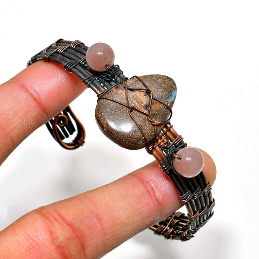 Gaia’s Guard – Golden Obsidian Copper Bracelet