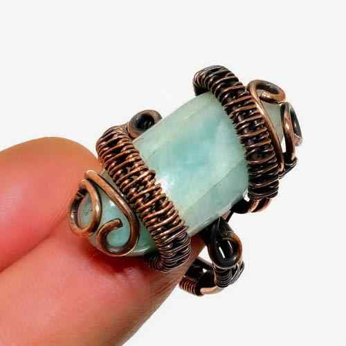 Celestial Serenity – Aquamarine & Copper Ring