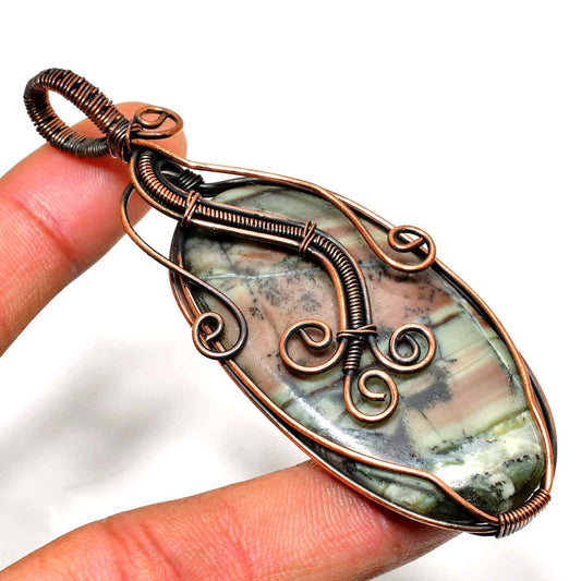 Serenity Stone – Copper-Wrapped Natural Stone Pendant