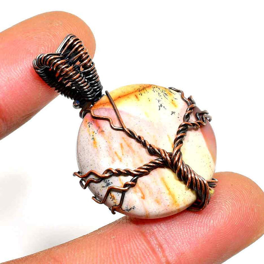 Earth’s Embrace – Copper-Wrapped Natural Stone Pendant