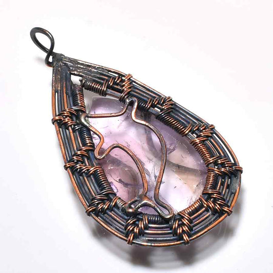Ezra’s Veil – Mystic Amethyst & Copper Pendant