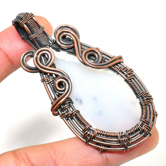 Azura’s Essence – Agate & Oxidized Copper Pendant