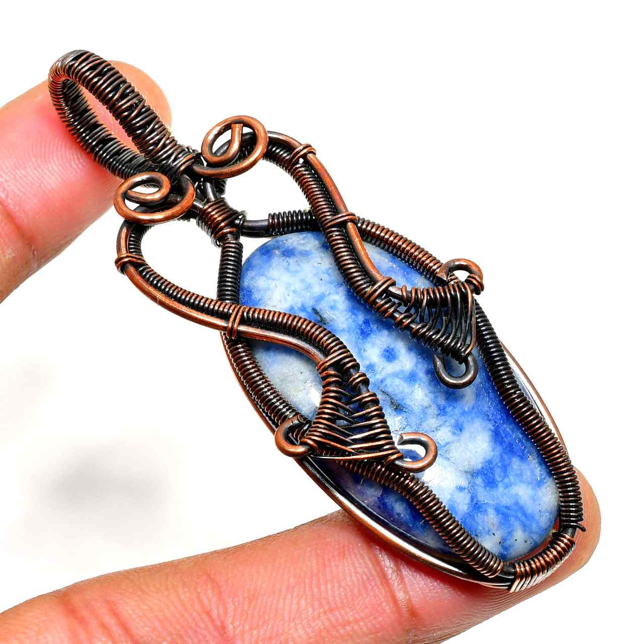 Azure Horizon – Sodalite Copper Pendant