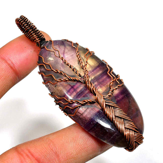 Ezra’s Veil – Fluorite & Oxidized Copper Pendant