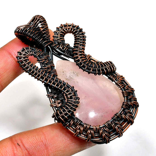 Love’s Infinity – Rose Quartz Copper Pendant