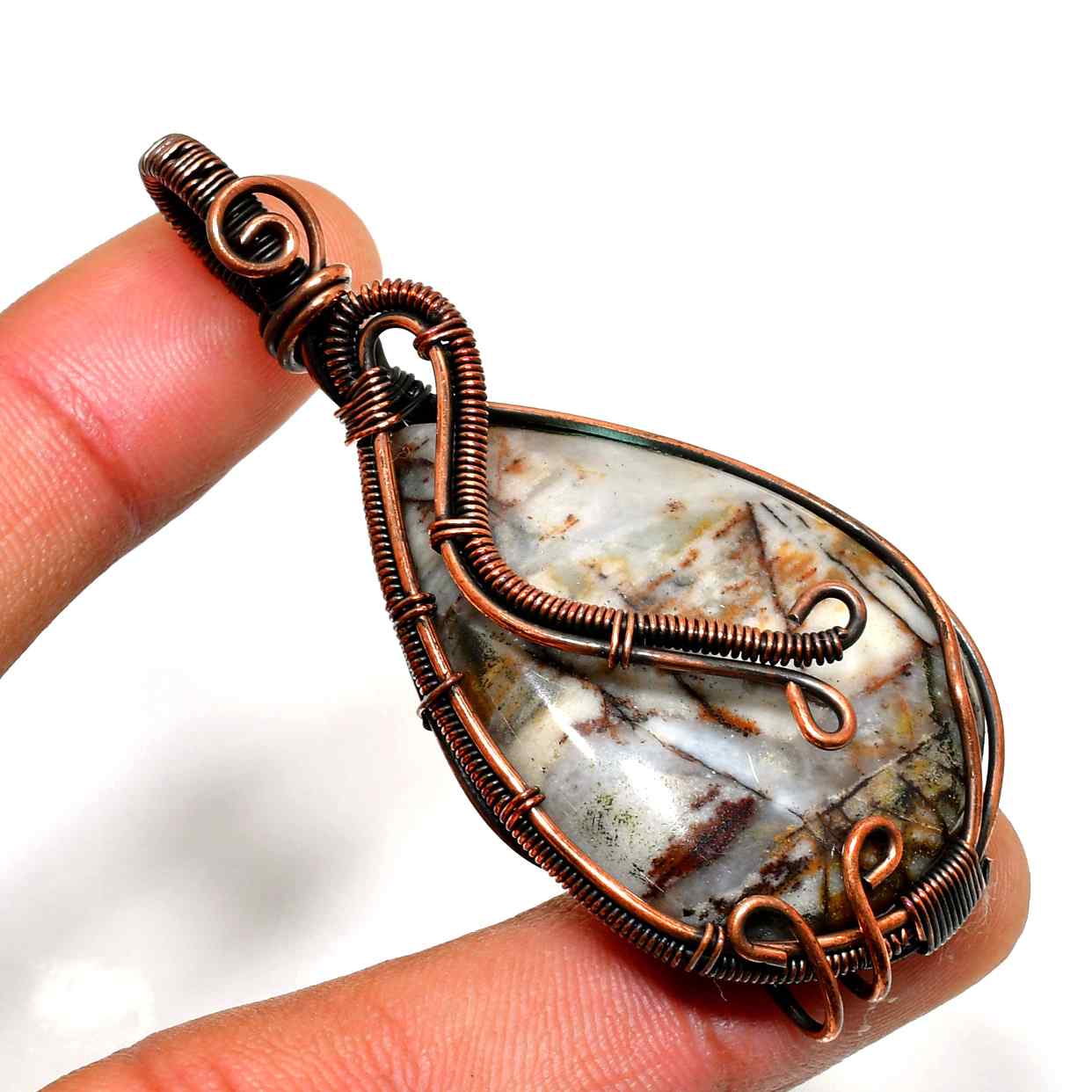 Gaia’s Grace – Copper-Wrapped Stone Pendant