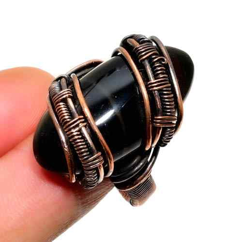 Shroud of Serenity – Obsidian Copper Ring