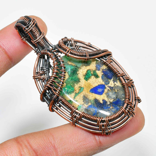 Ember’s Essence – Antique Copper & Natural Stone Pendant