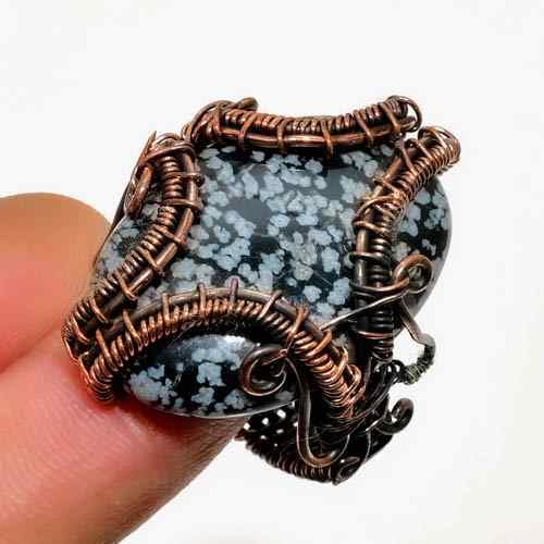 Guardian’s Embrace – Snowflake Obsidian & Copper Ring