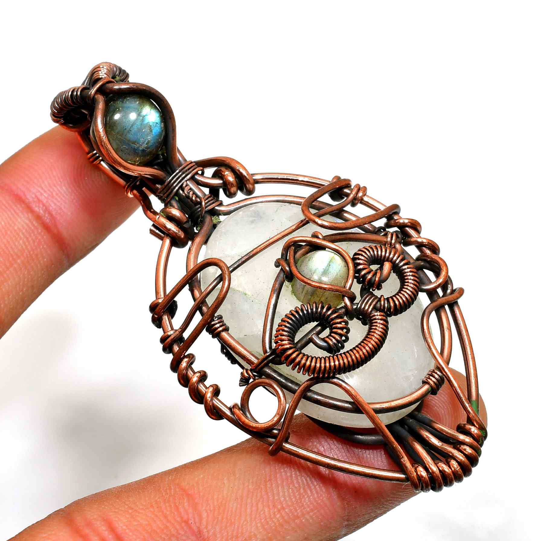 Luna’s Aura – Labradorite Copper Pendant