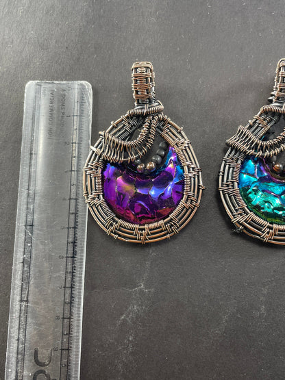 Peacock Blue Druzy Gemstone Pendant