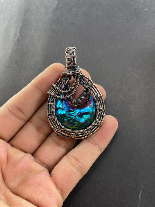Peacock Blue Druzy Gemstone Pendant