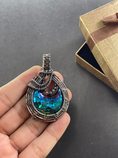 Peacock Blue Druzy Gemstone Pendant