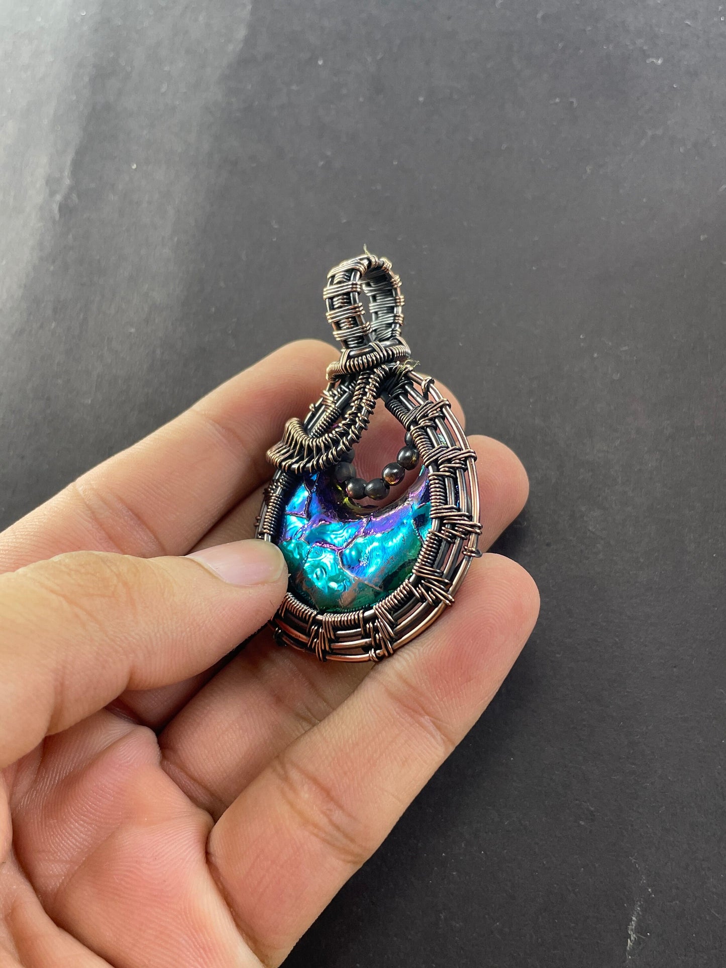 Peacock Blue Druzy Gemstone Pendant