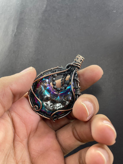 Peacock Blue Druzy Gemstone Pendant