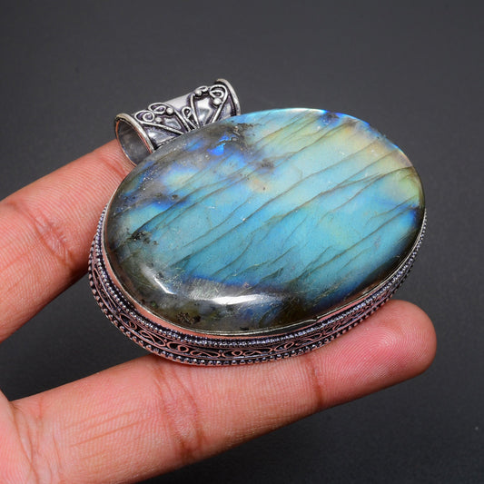 Blue Fire Labradorite Gemstone Pendant