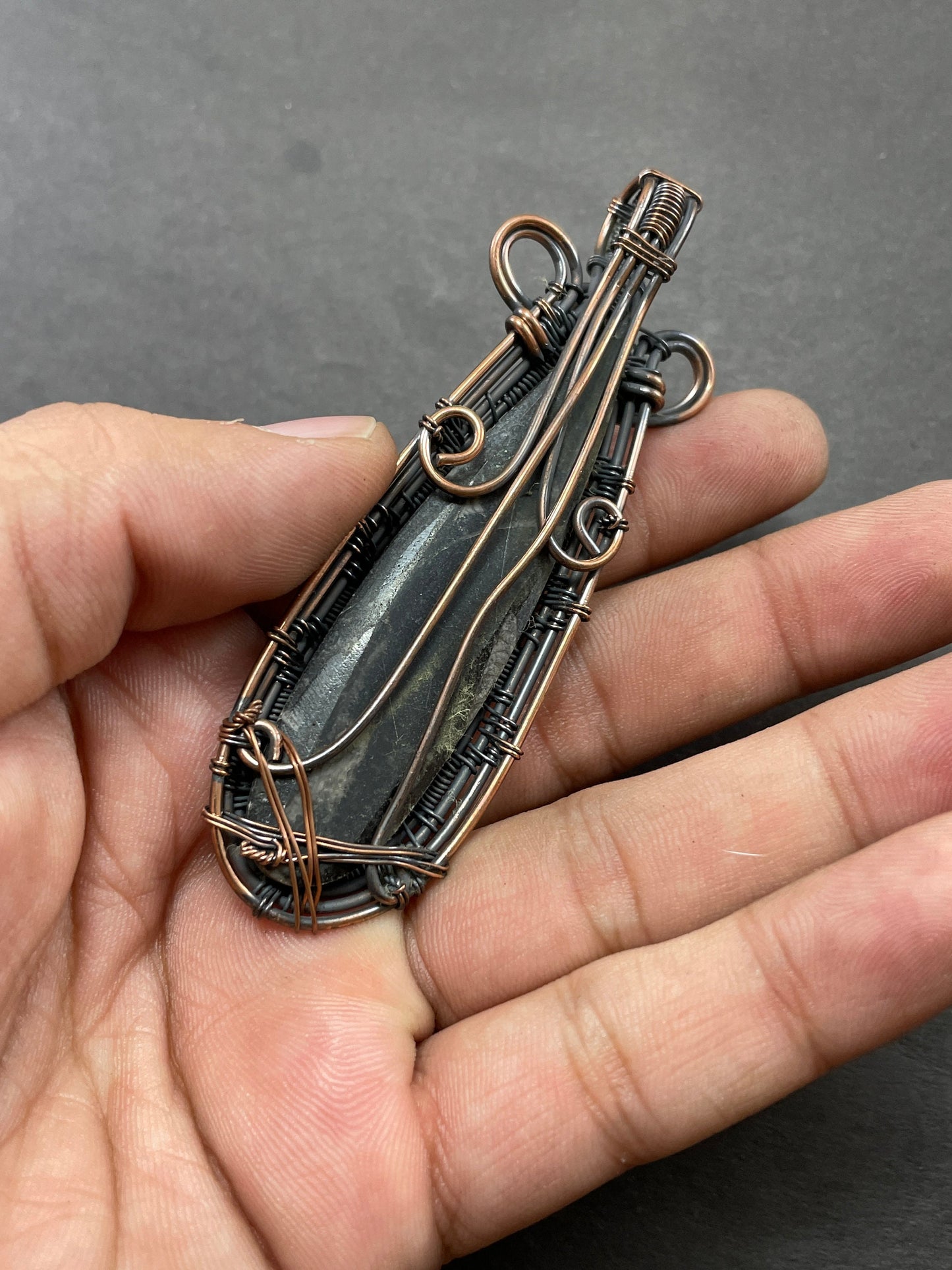 Black Orthoceras Gemstone Pendant