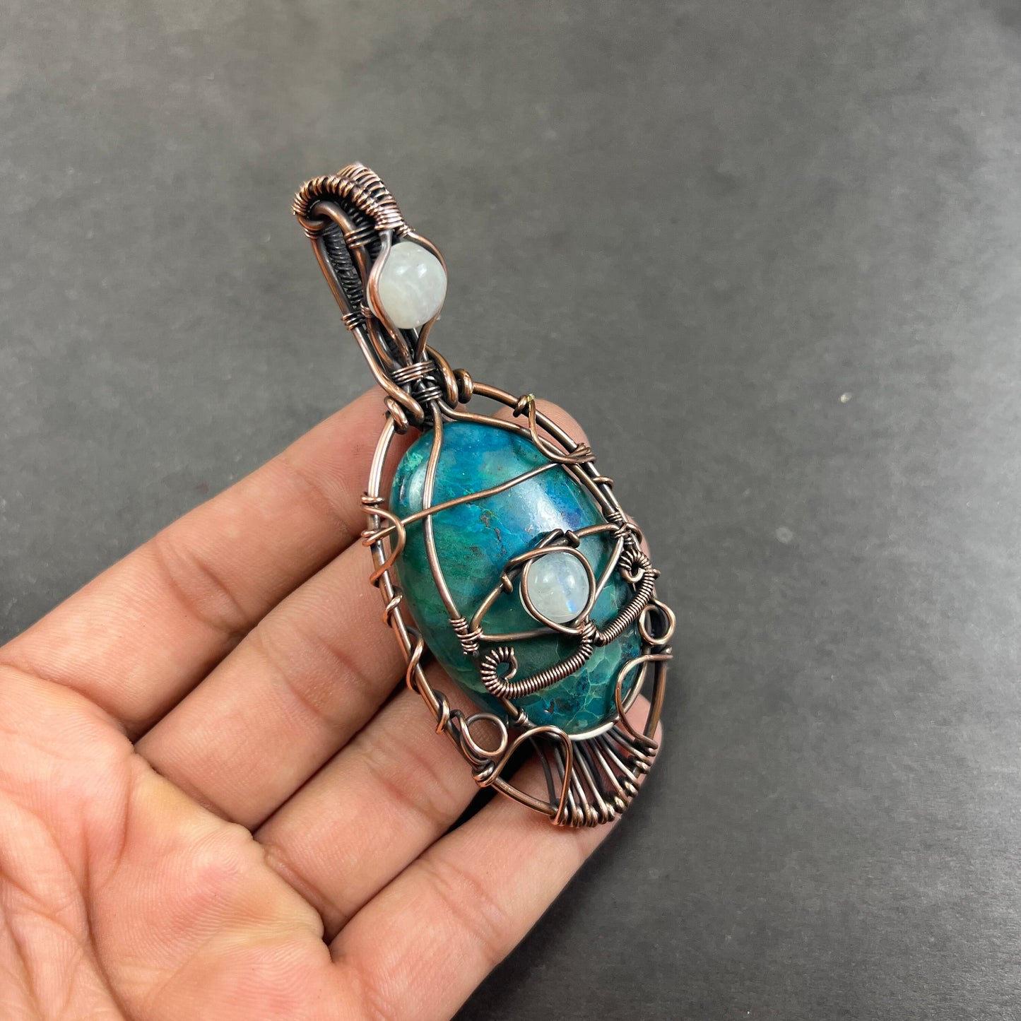 Blue-Green Chrysocolla Gemstone Pendant