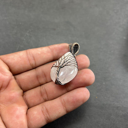Pink Rose Quartz Gemstone Pendant