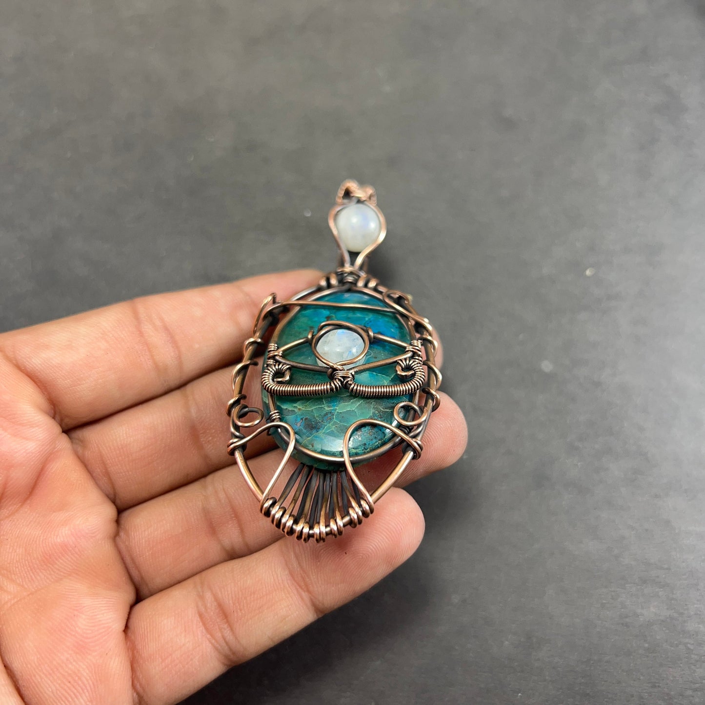 Blue-Green Chrysocolla Gemstone Pendant