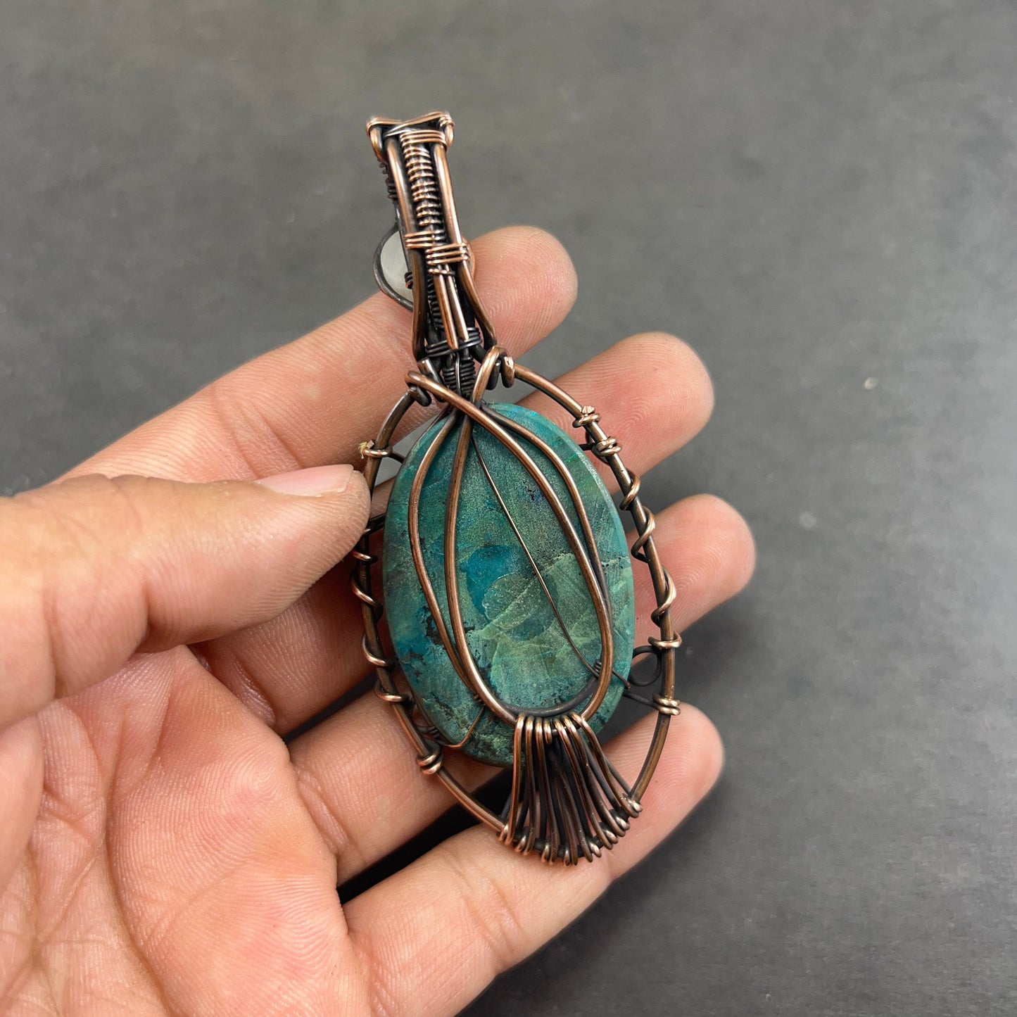 Blue-Green Chrysocolla Gemstone Pendant