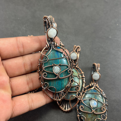 Blue-Green Chrysocolla Gemstone Pendant