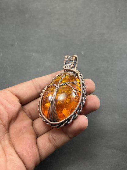 Golden Amber Gemstone Pendant
