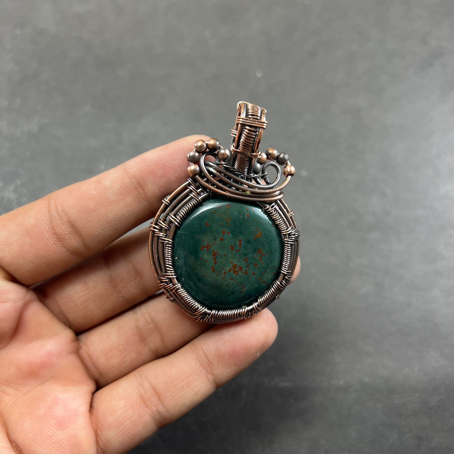 Green Bloodstone Gemstone Pendant