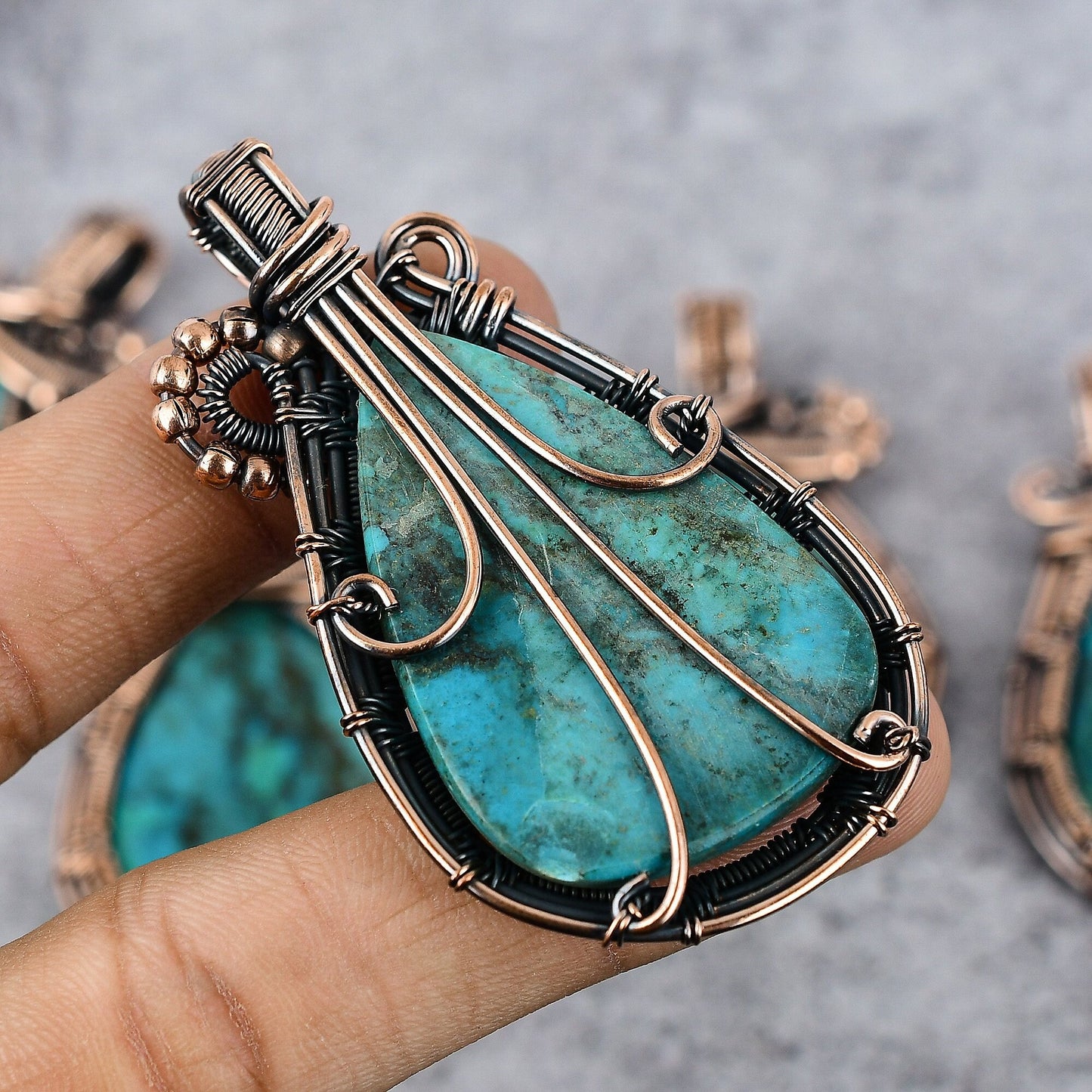 Blue-Green Chrysocolla Gemstone Pendant