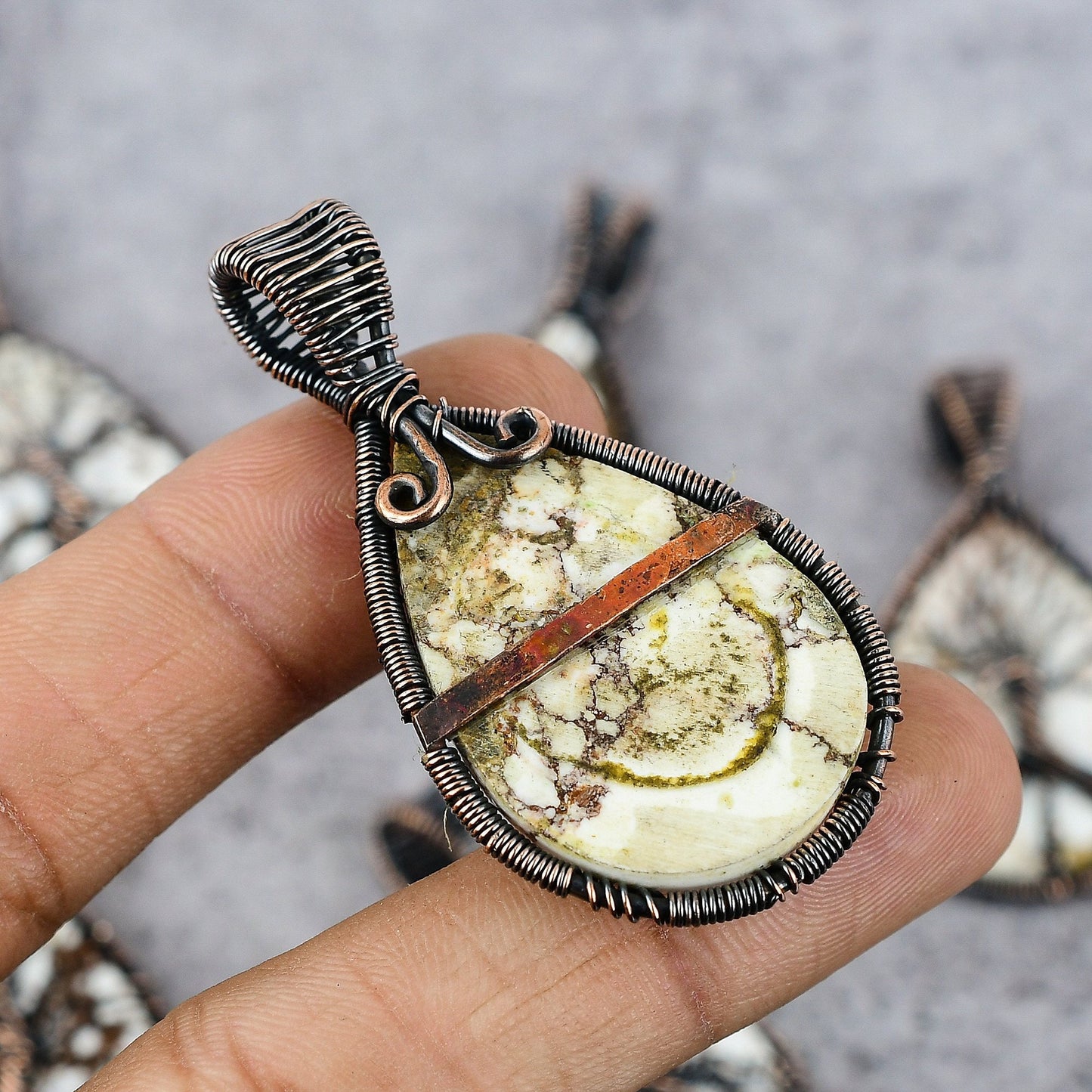 Copper Brown Wild Horse Jasper Gemstone Pendant