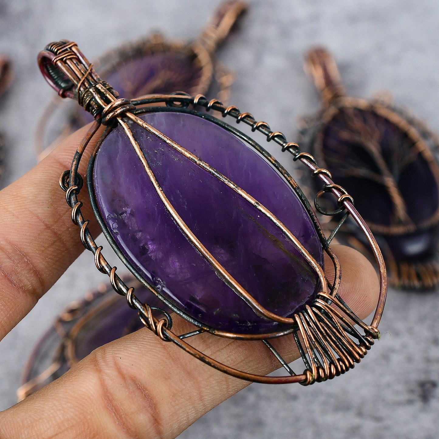 Purple Amethyst Tree of Life Gemstone Pendant