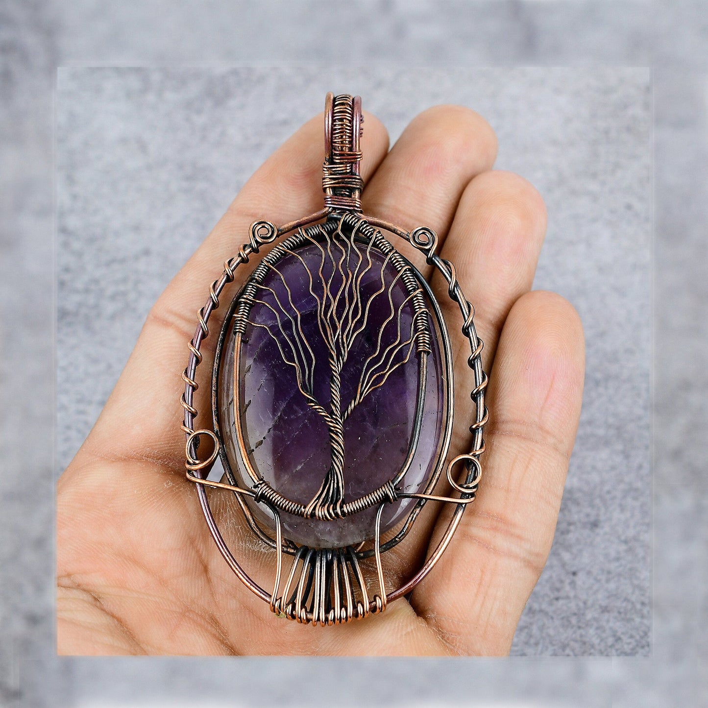 Purple Amethyst Tree of Life Gemstone Pendant