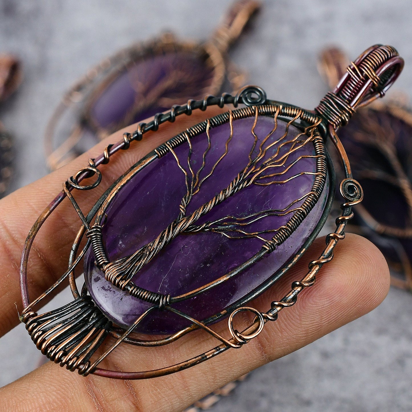 Purple Amethyst Tree of Life Gemstone Pendant