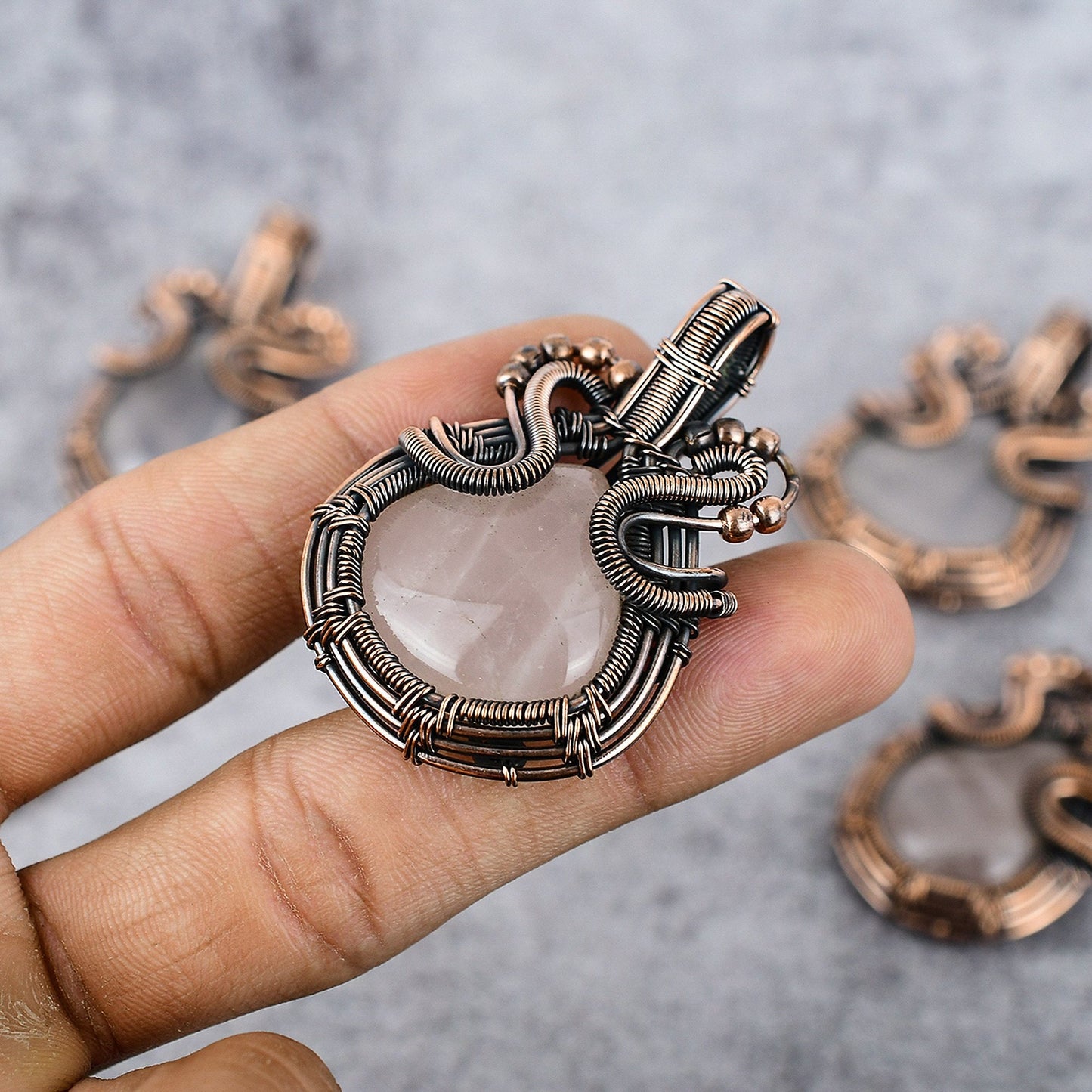 Pink Rose Quartz Gemstone Pendant