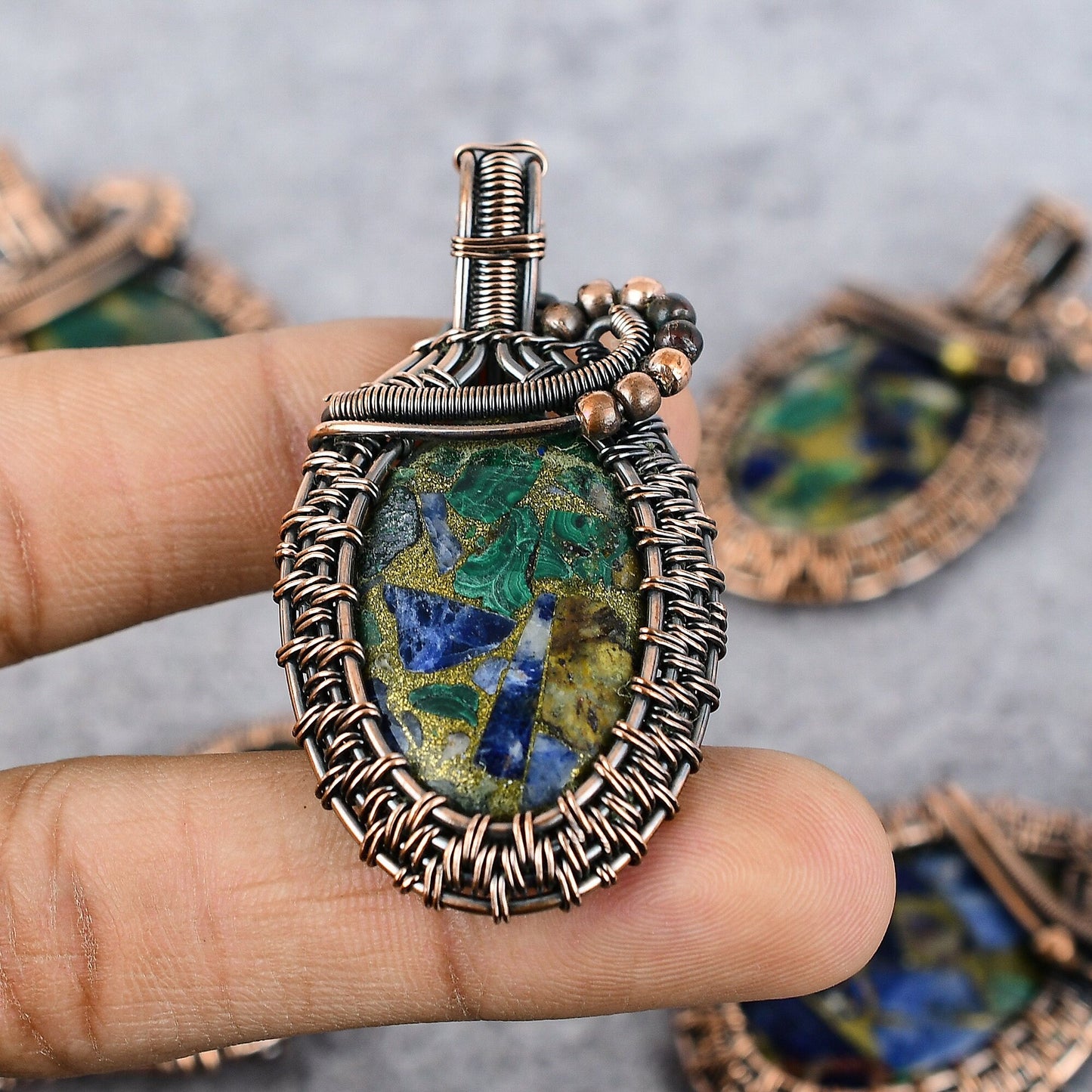 Blue-Green Azurite Malachite Gemstone Pendant