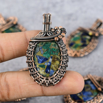 Blue-Green Azurite Malachite Gemstone Pendant
