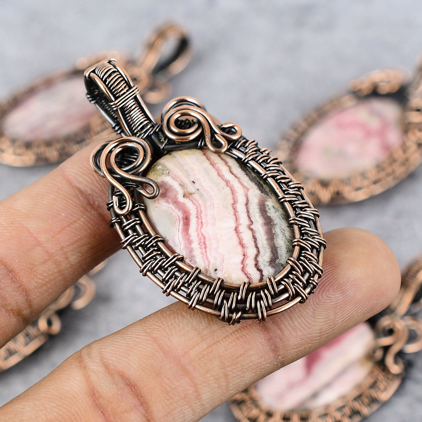 Pink Rhodochrosite Gemstone Pendant