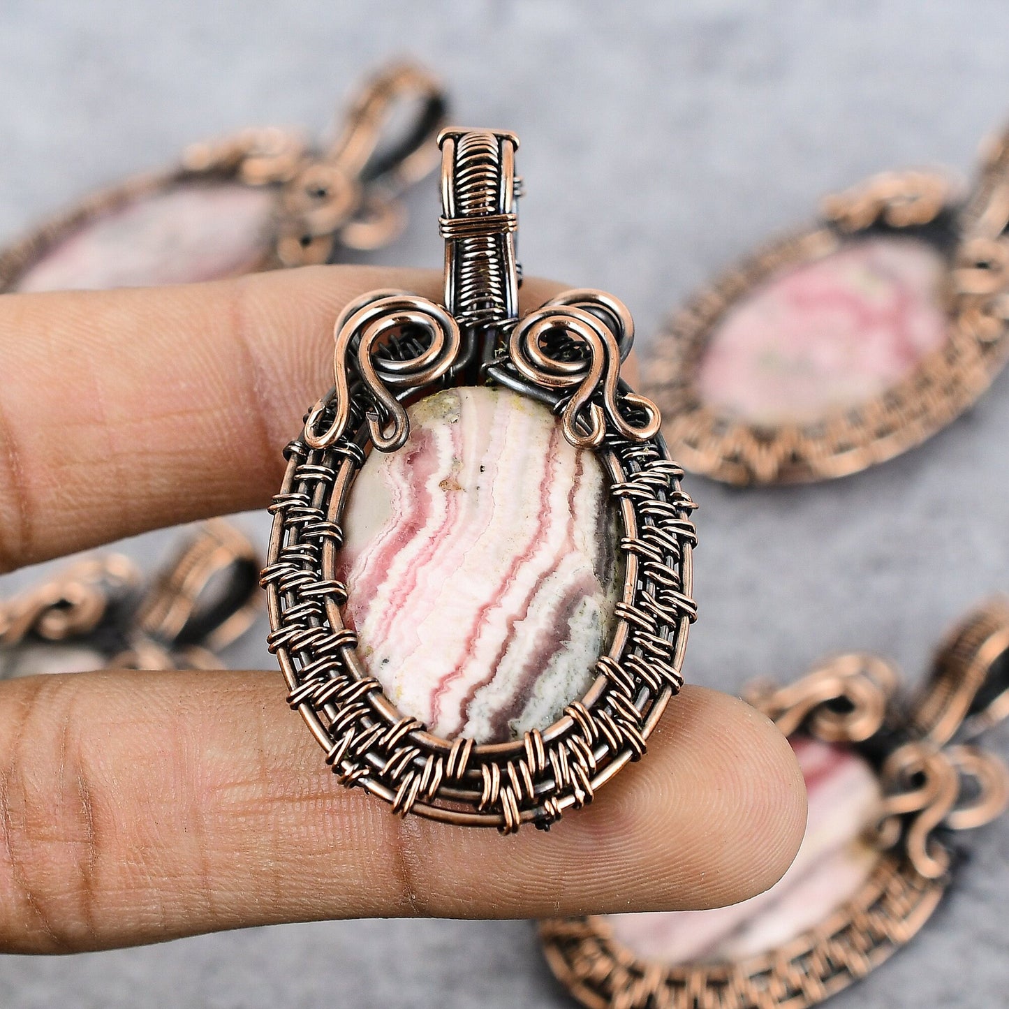 Pink Rhodochrosite Gemstone Pendant