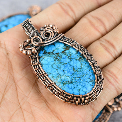 Turquoise Gemstone Copper Pendant
