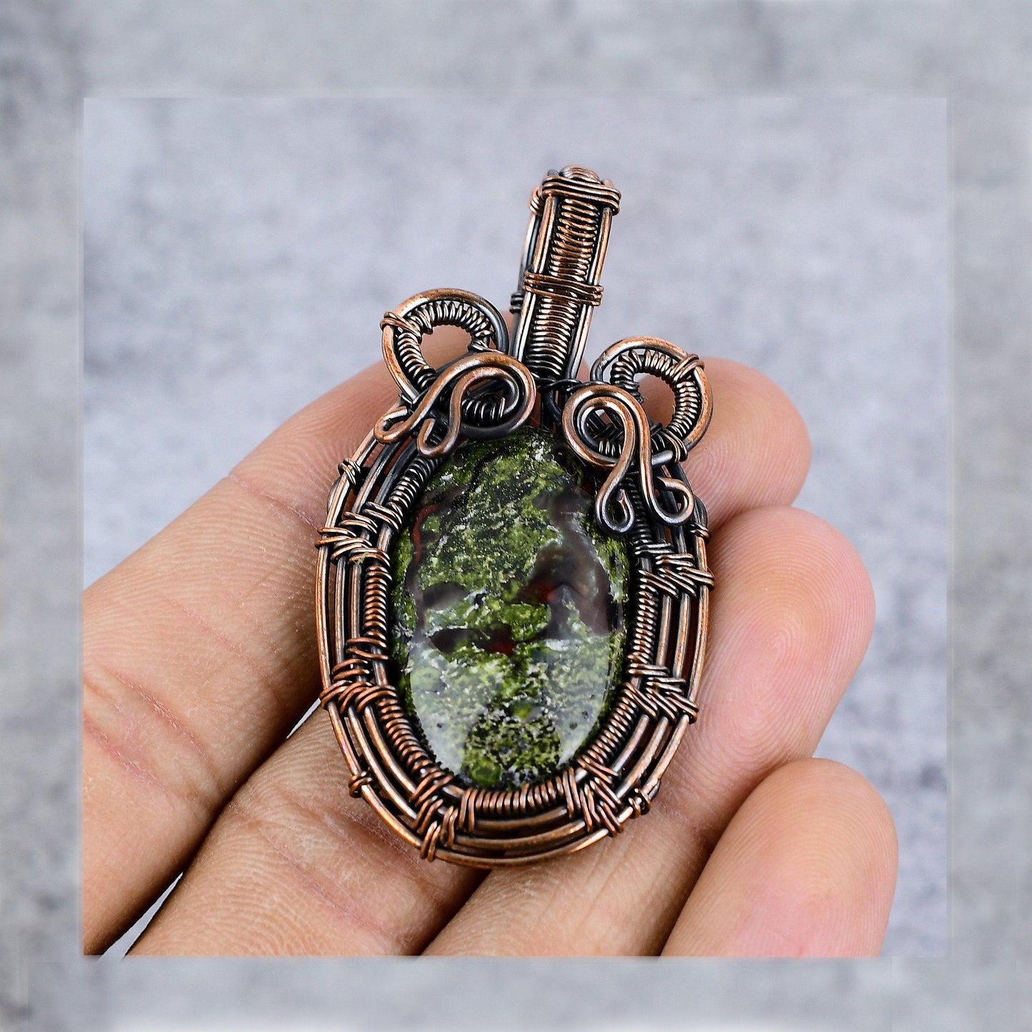 Green-Red Dragon Bloodstone Gemstone Pendant