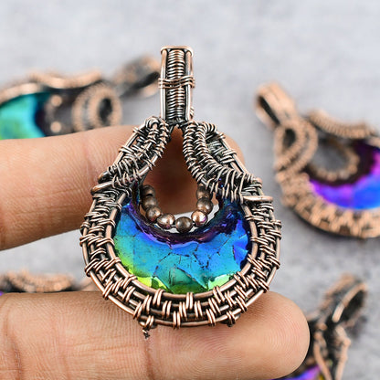 Blue-Green Druzy Gemstone Pendant